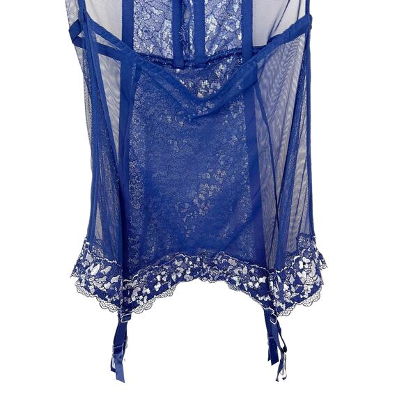 Victoria’s Secret Blue Silver Metallic Full Length Corset Garter Sz 34C - Picture 8 of 9